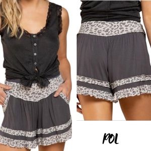 LAST 1️⃣ New POL Charcoal Leopard Print Accent Shorts